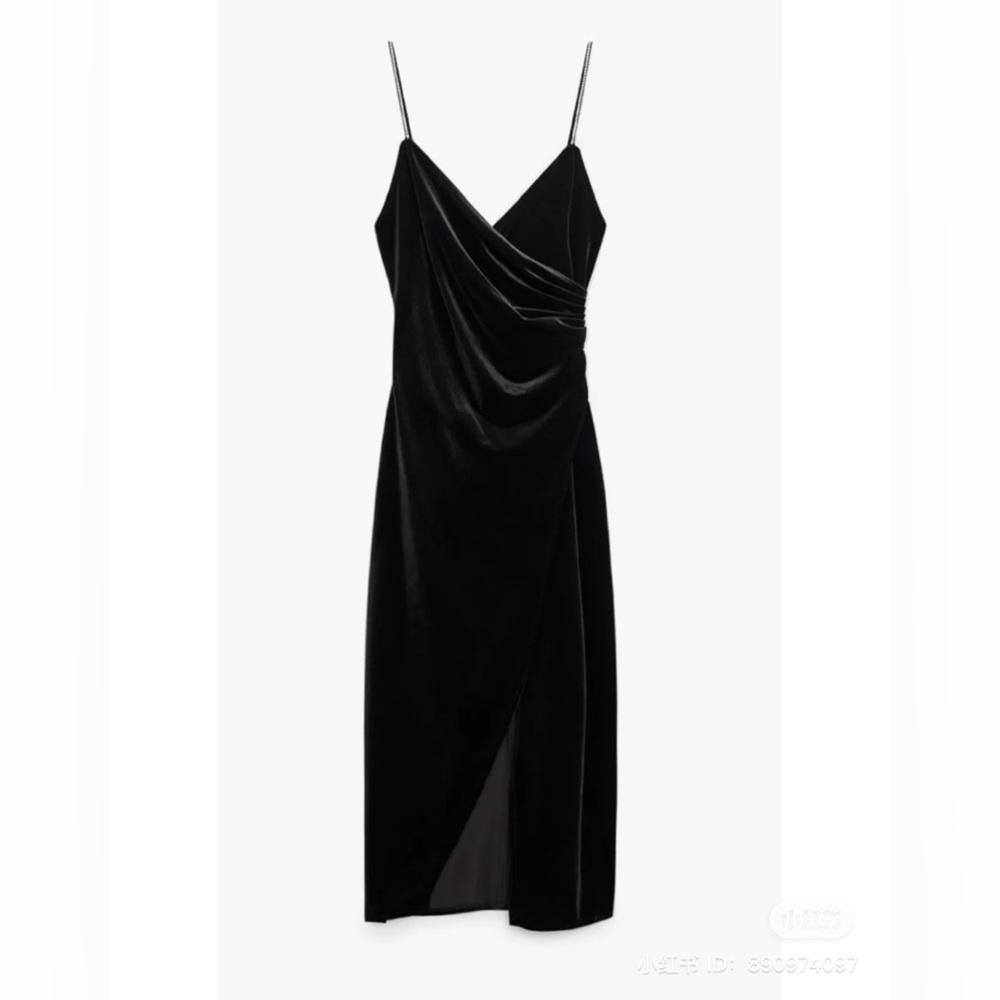 Zara VELVET LINGERIE-STYLE DRESS